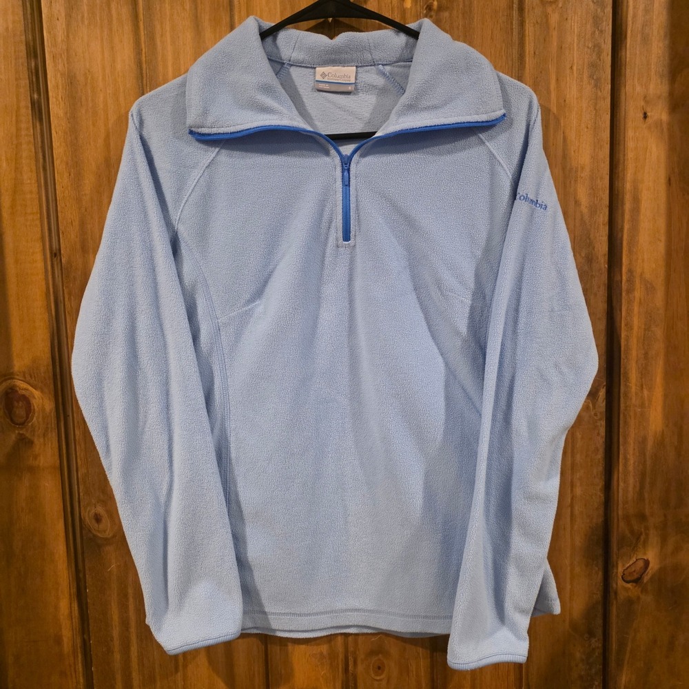 Columbia Fleece Pullover‎ Women Size S Light Blue Excellent Quarter Zip Jacket